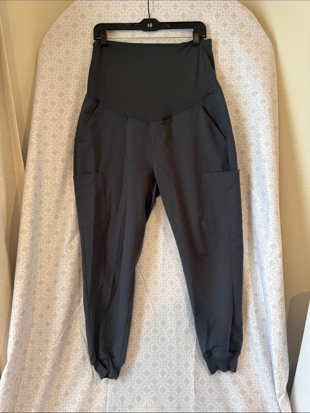 Mandala maternity scrub bottoms- pewter